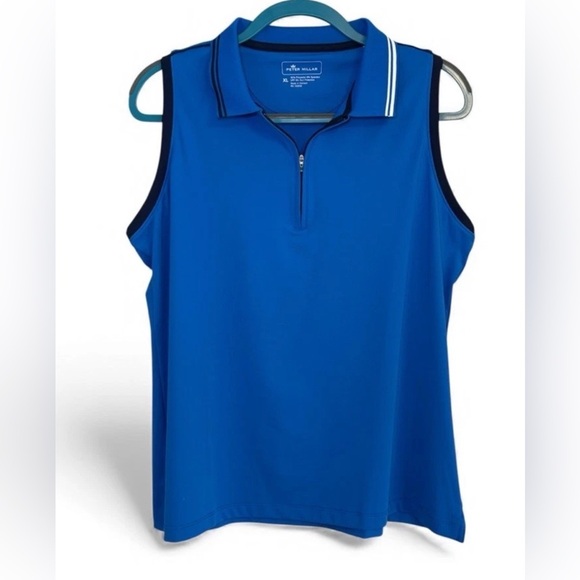 Peter Millar Tops - Peter Millar Women's 1/4 Zip Neck Sleeveless Polo Golf Shirt Sz XL UPF 50+ Logo